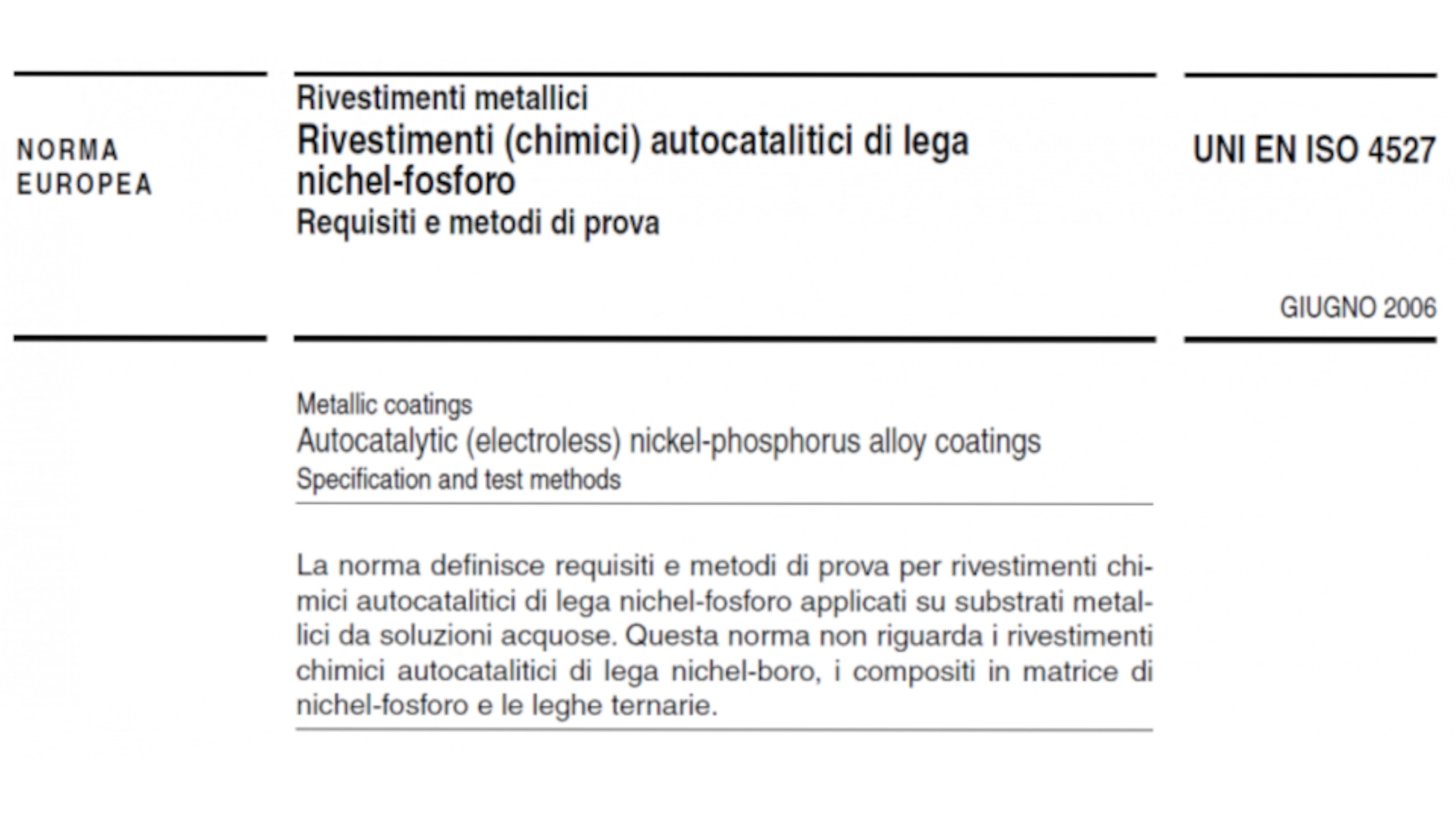 Titelblatt der Norm ISO 4527 Autokatalytische Beschichtungen aus Nickel-Phosphor-Legierungen