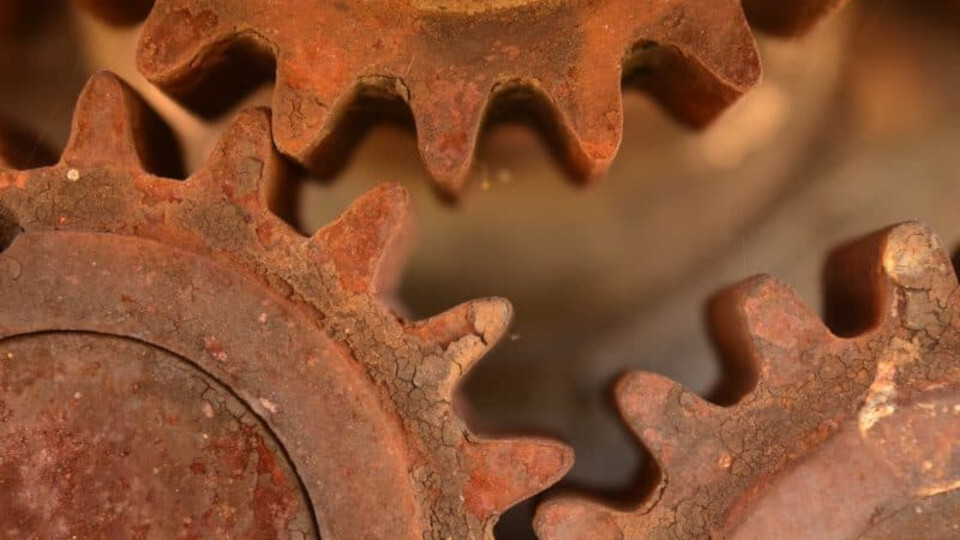 Corroded mechanical gears