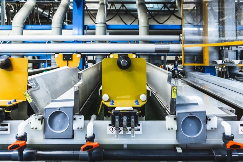 View of nickel plating plant, tanks